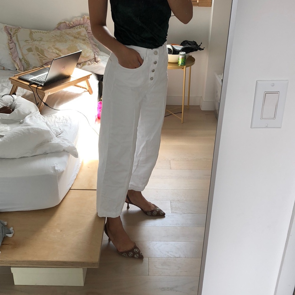 Zara Wide White Jeans 26